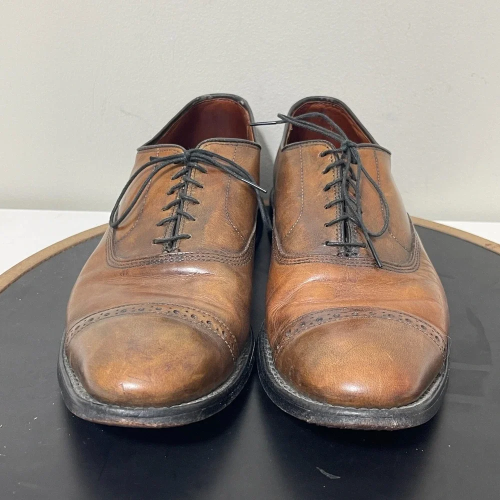 Allen Edmonds Fifth Avenue Men 9.5 C Oxford Cap Toe Brown Leather Quiet Luxury